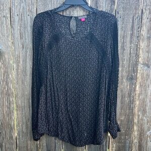 Vince Camuto Black and Pink Floral Top